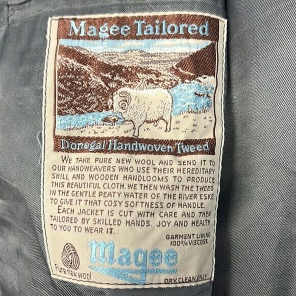 Magee Tweed Wool Blazer Sport Coat‎ 3Button Casual Gray Herringbone Jacket 44L - Picture 10 of 11